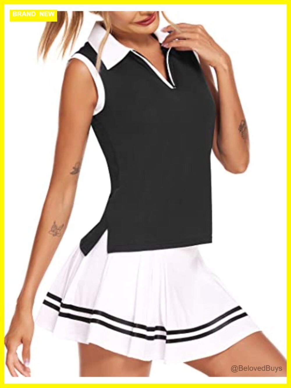 Women's Sleeveless Golf Polo Shirt UPF 50 Quick Dry Zip V-Neck Tennis Tank Top
